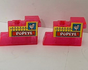 vintage dime store plastic Popeye train whistle lot set of 2.