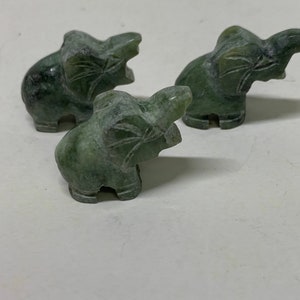 vintage  dime store hand carved jadeite miniature  bonsai ornament elephant set of 3