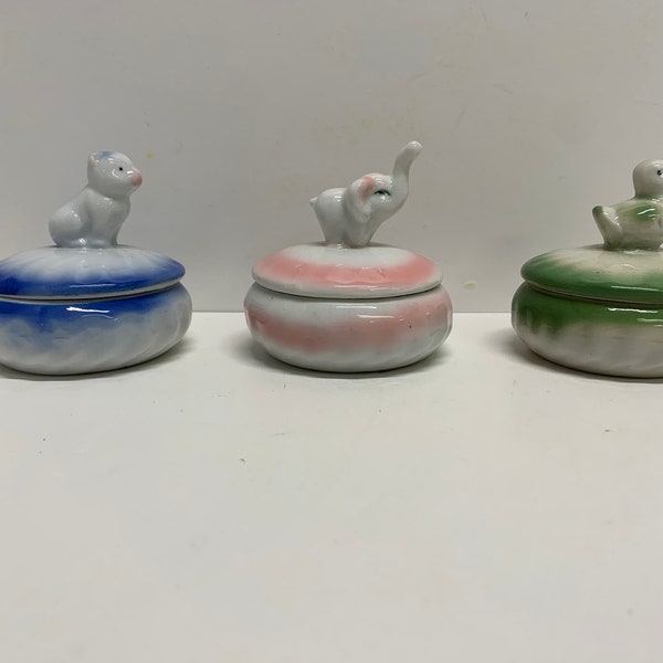 vintage ceramic dime store animal trinket box  elephant, duck or dog choose style upon check out
