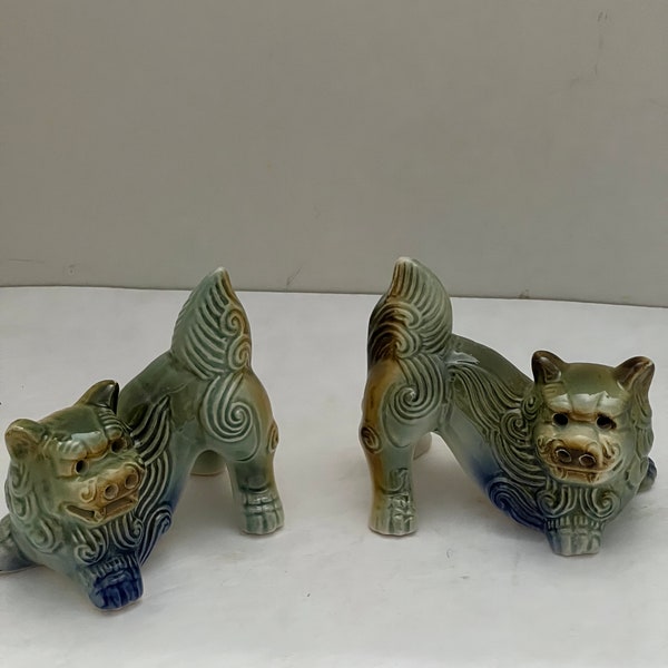 vintage dime store ceramic northern foo lions set of 2.