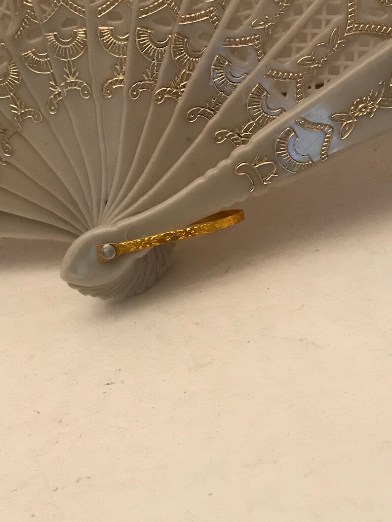 Vintage fabric embroidered fan with peacock design 2 colors available.
