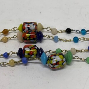 Hippie glass beaded neacklace 48 1960's hand made NOS. image 2
