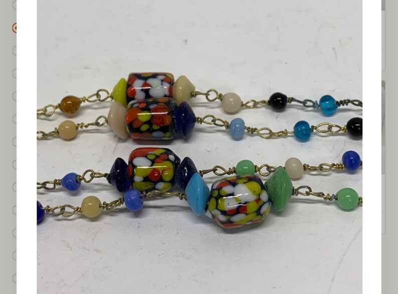 Hippie glass beaded neacklace 48 1960's hand made NOS. image 2