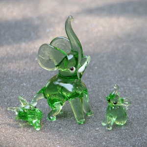 vintage dime store hand blown glass elephant set #1003