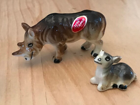 Vintage Bone China Rhino Family Set of 3 Japan - Etsy
