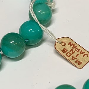 Vintage dime store Jade green 9mm glass bead hand strung necklace 2 sizes available.