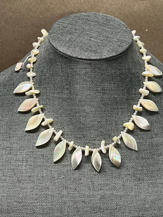 vintage dime store mother of pearl necklace Japan.