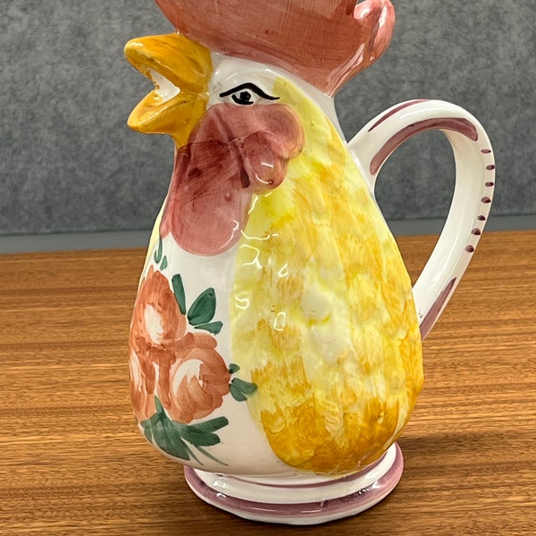 vintage dime store country kitchen ceramic rooster pitcher Edward P. Pual gifts 1898