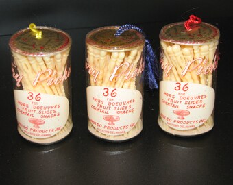 vintage plastic ivory picker hors oeuvres party pics 1960s