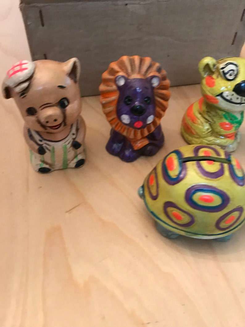 1960s Chalk Ware Style Ceramic Animal Banks. Etsy