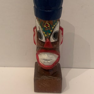 Vintage dime store hand carved Mini totem/tiki statue . image 1