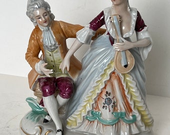 vintage dime store occupied Japan large French style Victorian couple figurine statue hand painted