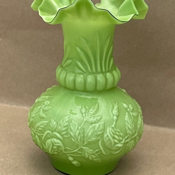 vintage dime store green milk glass lamp base/ vase Portugal.