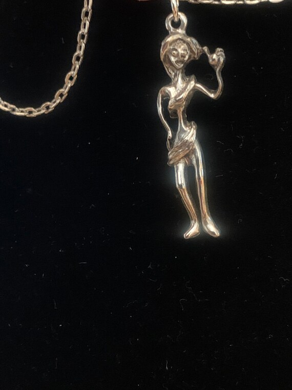 Vintage dime store toga lady pedant on chain. - image 3