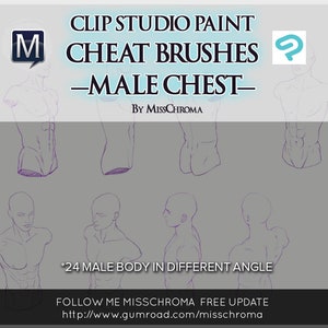 Clip studio paint Cheat brushes ,clip studio brushes, male chest brushes for storyboard, help to draw
