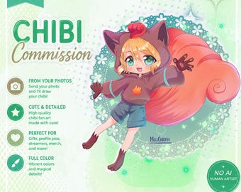 Custom anime portrait Chibi  Commission, Kawaii  fan art Digital illustration, Characters for stickers, manga style  anime like sailor moon
