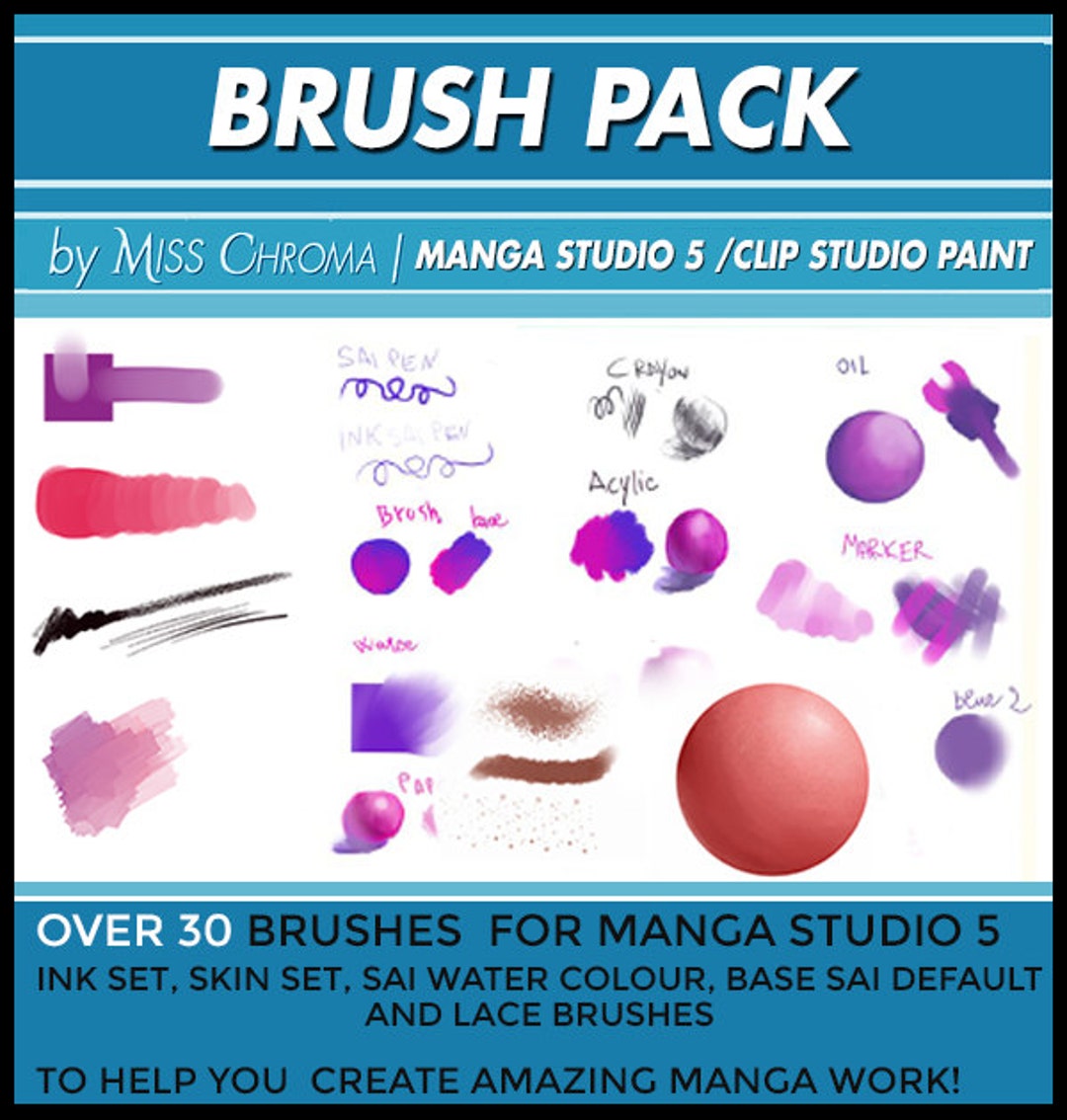 Clip Studio Brushes PACK Ink Set skin Set Sai Watercolour base SAI