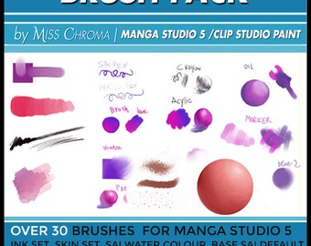 Clip Studio Brushes PACK:  Ink set -Skin set Sai Watercolour  -Base SAI default -Lace brushes