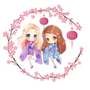 Custom anime portrait Chibi Commission, Kawaii fan art Digital illustration, Characters for stickers, manga style anime like sailor moon image 7