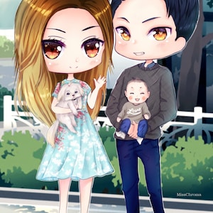 Chibi Parents Custom Anime Portrait Chibi Commission, Kawaii Fan Art Digital ...