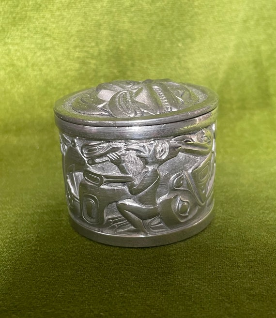 Artisan Pewter Trout Salmon Fish Brooch & Stud Earrings Signed - Foto 5