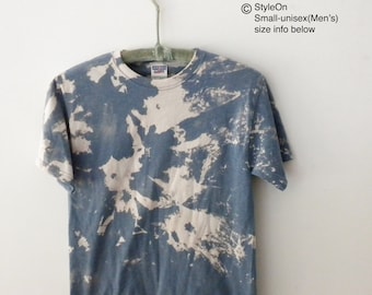 Blue tie dye T-shirt, Pink Acid wash shirt, beige,Reverse Tie dye Tee, Streetwear, Small unisex