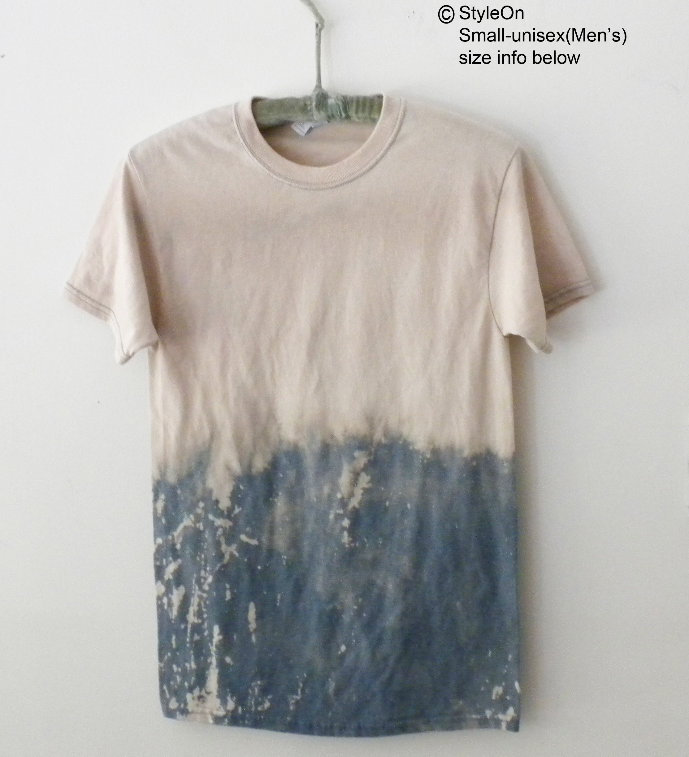 Blue Acid Wash Tie Dye T-shirt: Grunge Dip Dye Tee (small