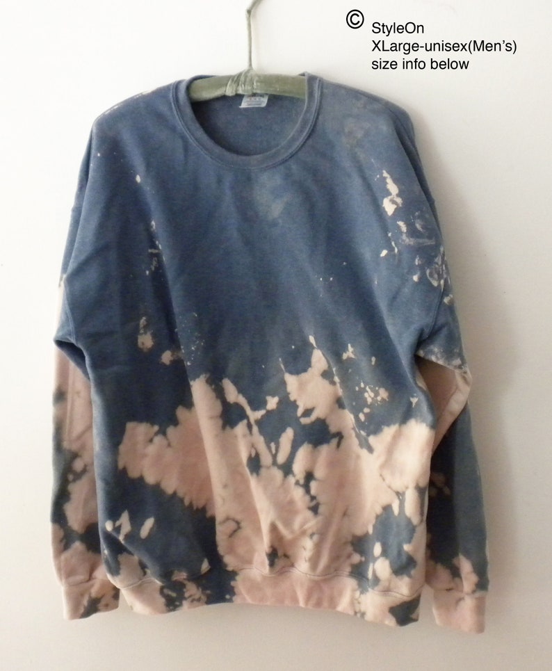 Tie dye Sweatshirt Blue Acid wash Crewneck Sweatshirt Dip | Etsy