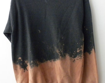 Acid wash Charcoal Gray Sweatshirt, Dip Dye crewneck sweatshirt, Grunge, sweater, Fleece, Unisex small