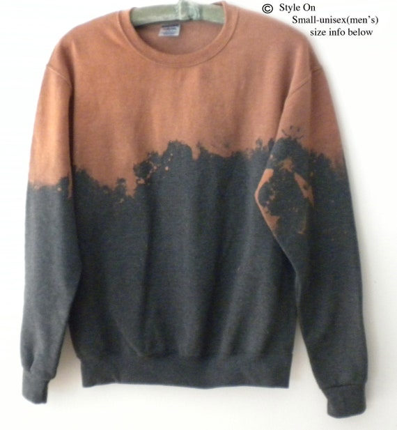 Charcoal Gray Acid Wash Sweatshirt Orange Dip Dye Crewneck Sweatshirt Tie Dye Ombre Sweater Fleece Unisex Small Etsy Canada