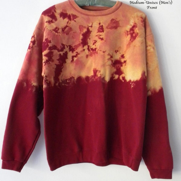 Red Sweatshirt - Red Crewneck Sweatshirt -  tie dye sweatshirt