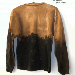 Black acid wash Crewneck Sweatshirt, orange dip dye Sweater, Boho, Grunge, Unisex Small image 3