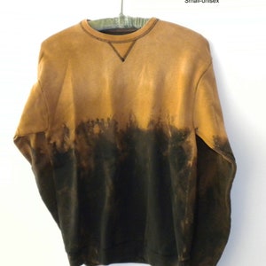 Black acid wash Crewneck Sweatshirt, orange dip dye Sweater, Boho, Grunge, Unisex Small image 2