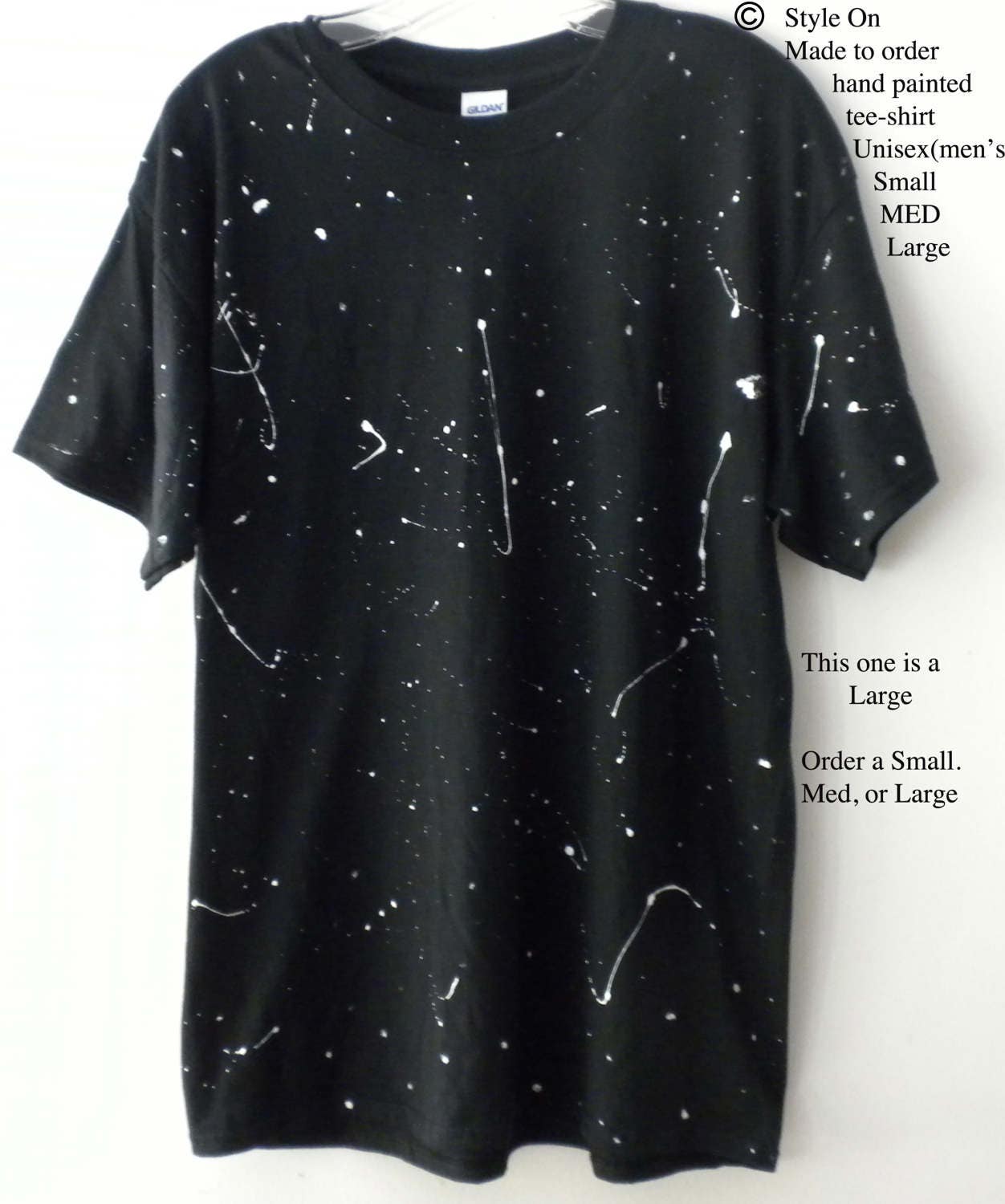 Hand-painted Splatter T-shirt: Black & White Graphic Tee - Etsy