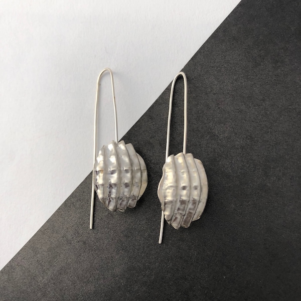 Modern Silver Earrings, Geometric Shape, Ear Threader, Eco friendly Jewellery