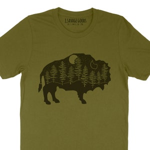 Olive Green Buffalo Graphic Unisex T-Shirt image 1