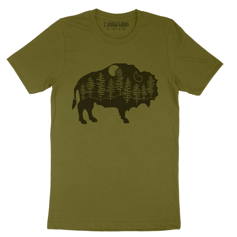 Olive Green Buffalo Graphic Unisex T-Shirt image 1