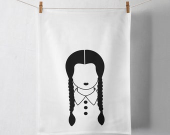 White Tea Towel with Black Wednesday Print