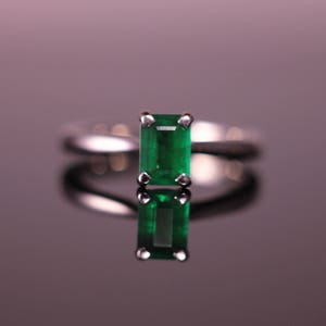 Emerald Cut Emerald Palladium Engagement Ring image 3