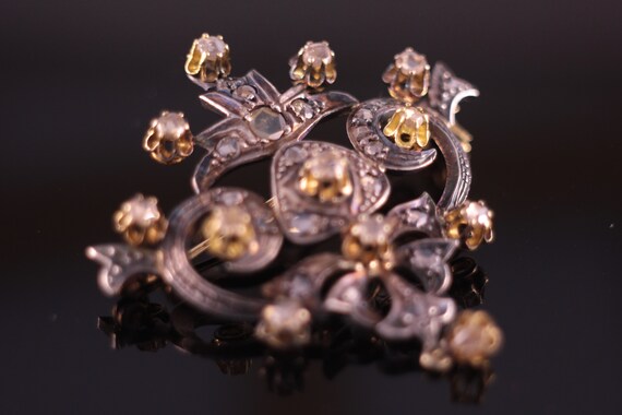 Antique Rose cut Diamond Brooch - image 5