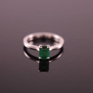 Emerald Cut Emerald Palladium Engagement Ring image 5