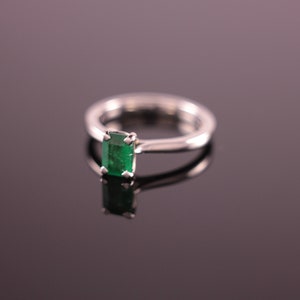 Emerald Cut Emerald Palladium Engagement Ring image 6