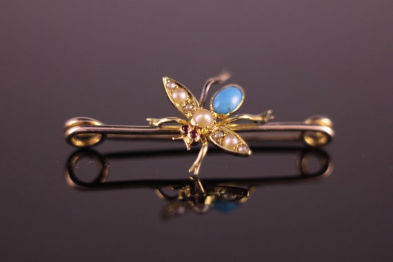 Antique Victorian Insect Fly Pin Brooch - image 8