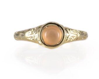 Peach Moonstone Victorian style Ring