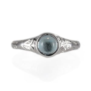 Round Aquamarine Victorian Era style Ring