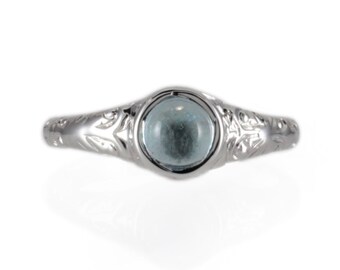 Round Aquamarine Victorian Era style Ring