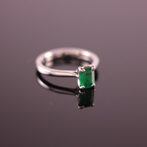 Emerald Cut Emerald Palladium Engagement Ring image 10