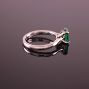 Emerald Cut Emerald Palladium Engagement Ring image 9