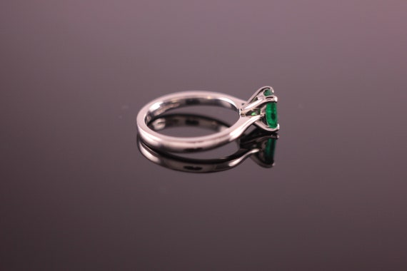 Emerald Cut Emerald Palladium Engagement Ring - image 9