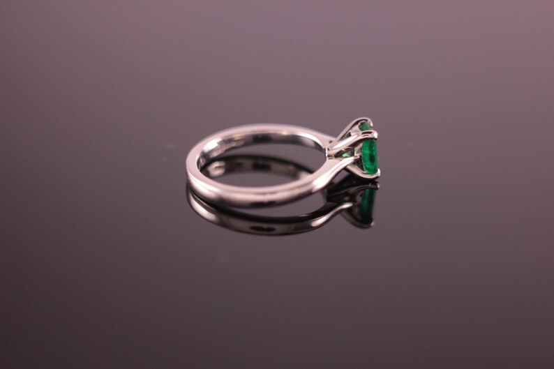 Emerald Cut Emerald Palladium Engagement Ring image 9